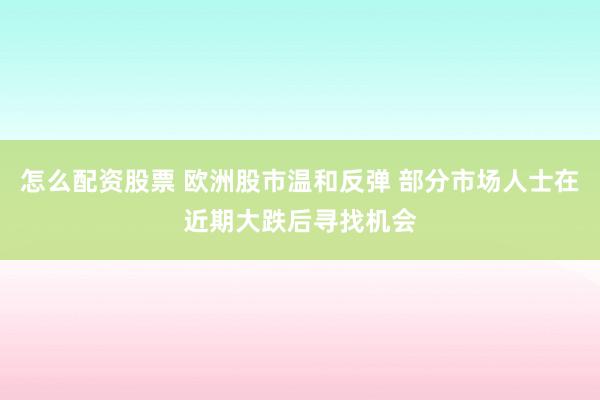 怎么配资股票 欧洲股市温和反弹 部分市场人士在近期大跌后寻找机会